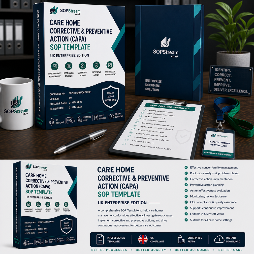 Care Home Corrective & Preventive Action (CAPA) SOP template — editable Microsoft Word document