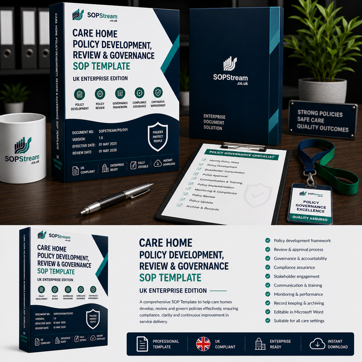 Care Home Policy Development, Review & Governance SOP template — editable Microsoft Word document