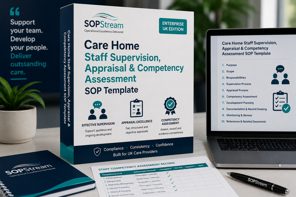 Care Home Staff Supervision, Appraisal & Competency Assessment SOP template — editable Microsoft Word document