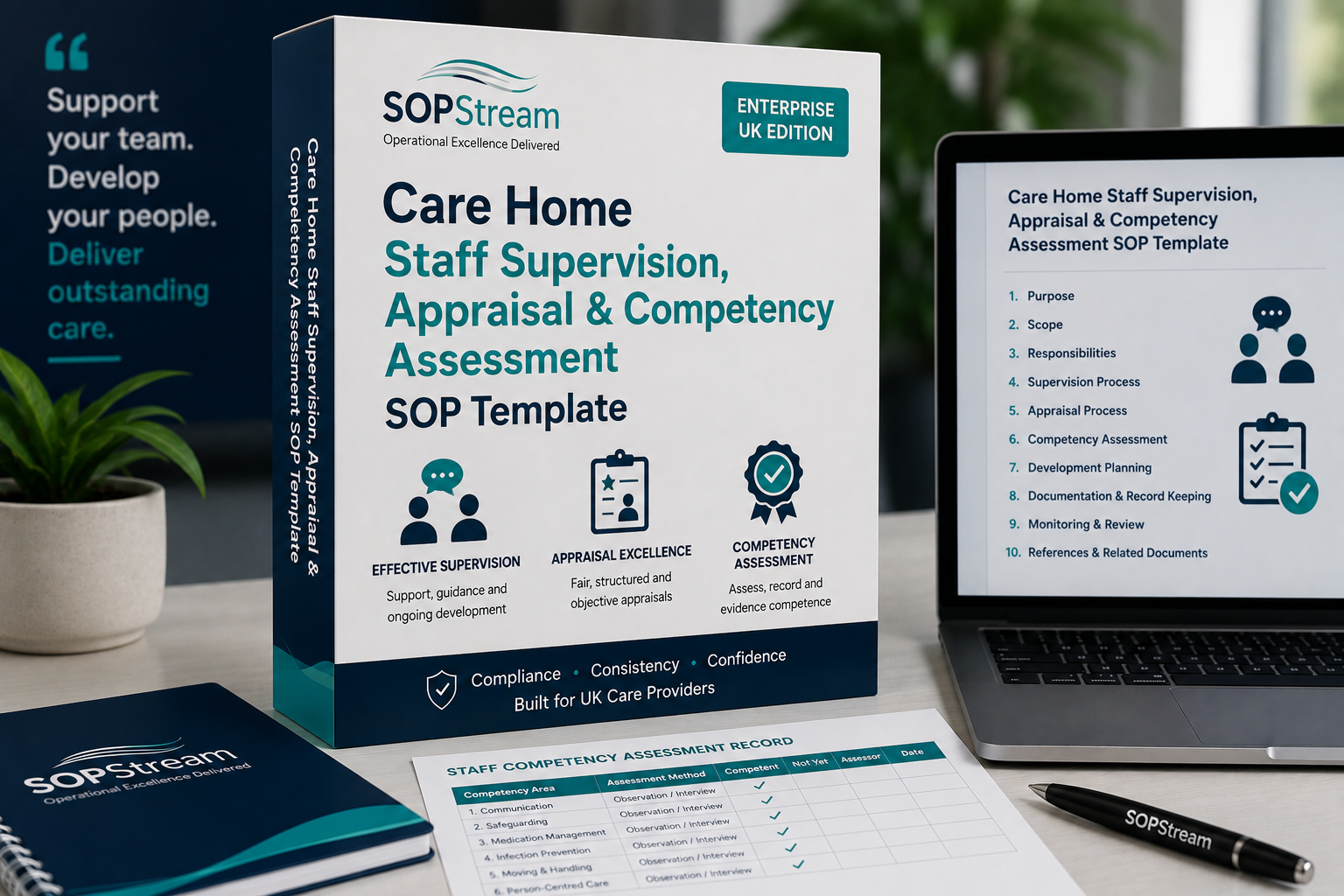 Care Home Staff Supervision, Appraisal & Competency Assessment SOP template — editable Microsoft Word document