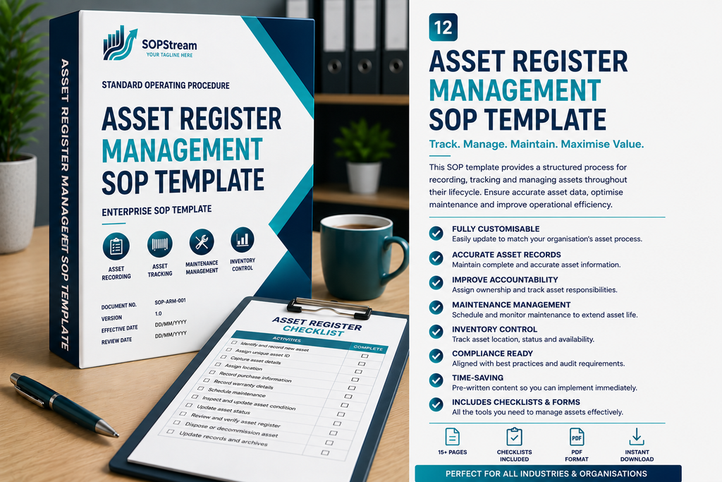Asset Register Management SOP template — editable Microsoft Word document