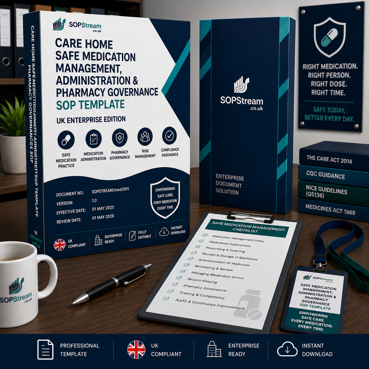 Care Home Safe Medication Management, Administration SOP template — editable Microsoft Word document