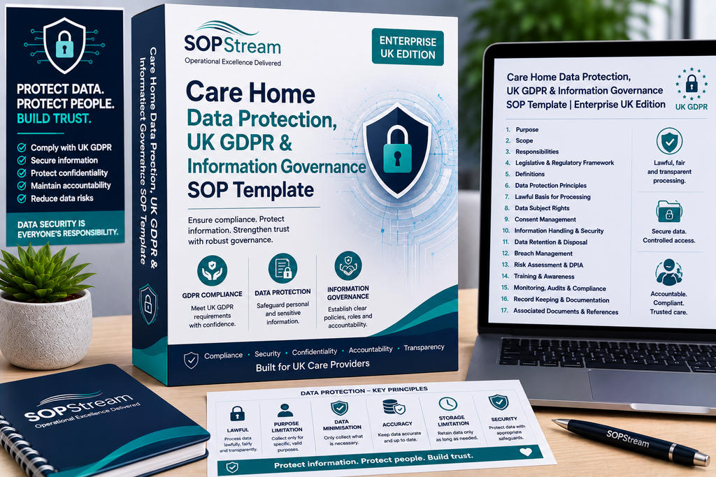 Care Home Data Protection, UK GDPR & Information Governance SOP template — editable Microsoft Word document