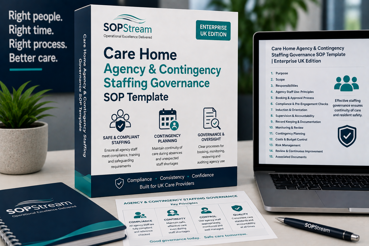 Care Home Agency & Contingency Staffing Governance SOP template — editable Microsoft Word document