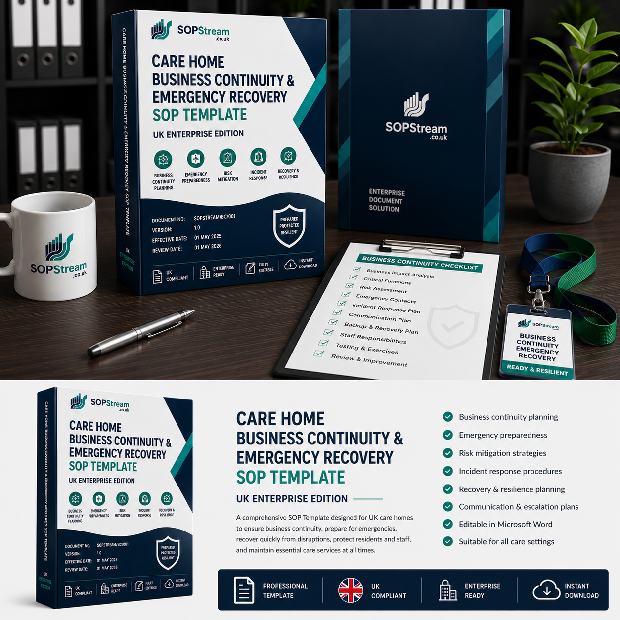 Care Home Business Continuity & Emergency Recovery SOP template — editable Microsoft Word document