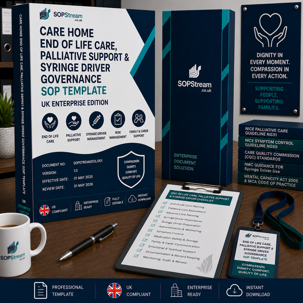 Care Home End of Life Care, Palliative Support & Syringe SOP template — editable Microsoft Word document