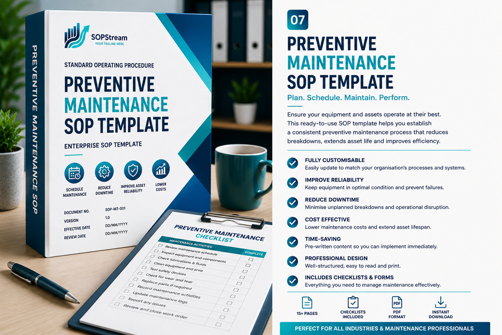 Preventive Maintenance SOP template — editable Microsoft Word document