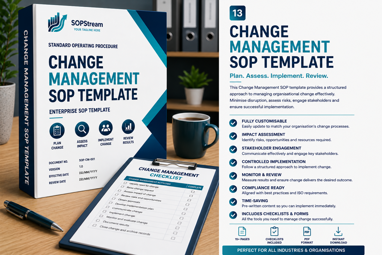 Change Management SOP Template PDF | Enterprise Organisational Change Standard Operating Procedure