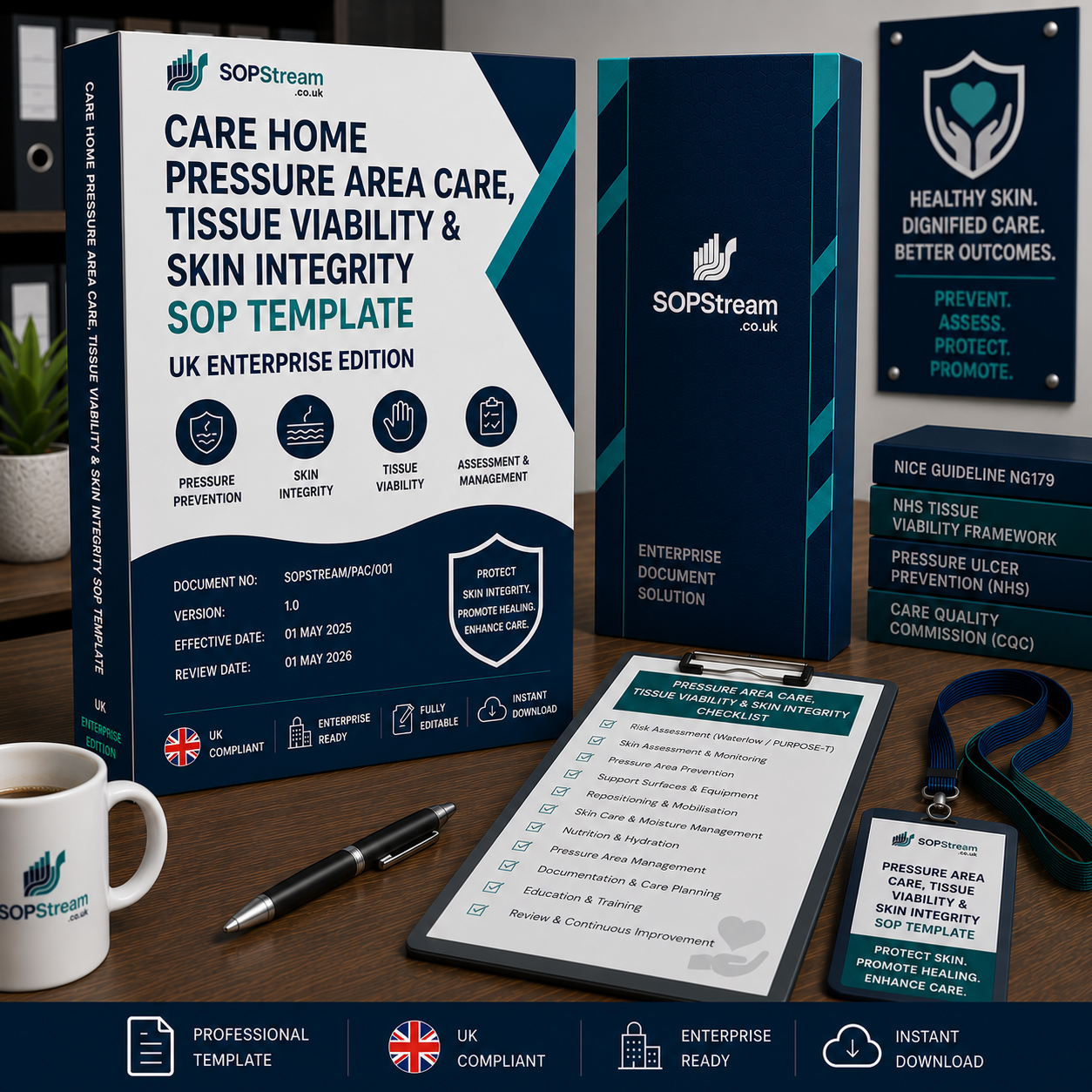 Care Home Pressure Area Care, Tissue Viability & Skin SOP template — editable Microsoft Word document