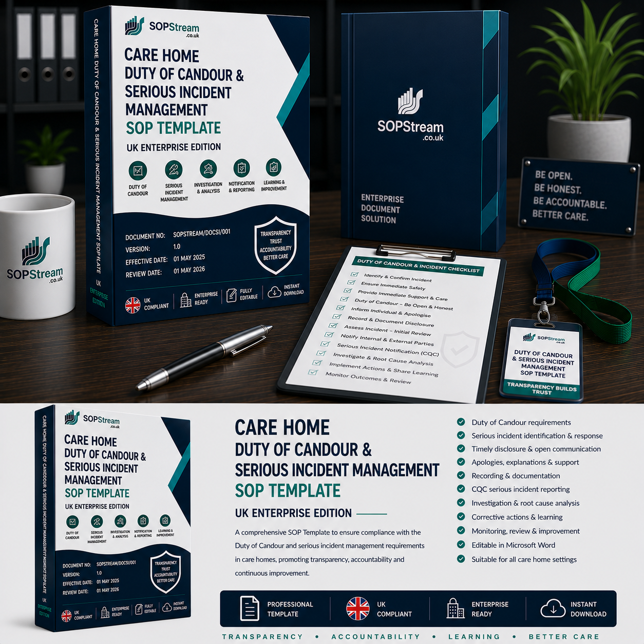 Care Home Duty of Candour & Serious Incident Management SOP template — editable Microsoft Word document