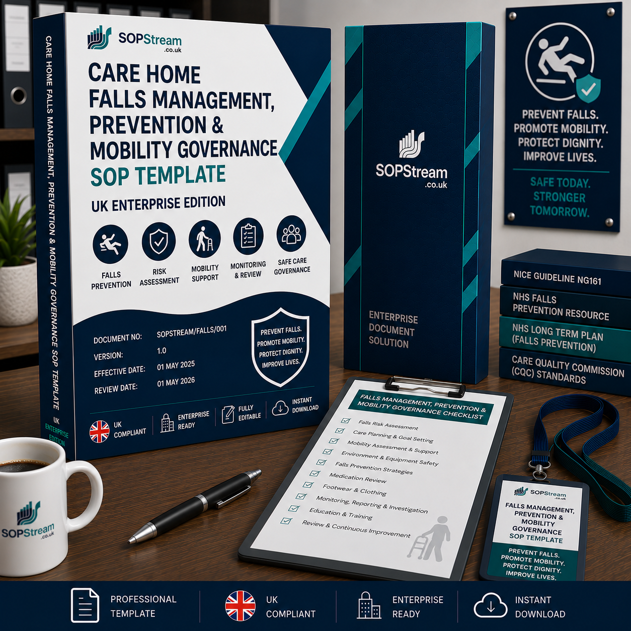 Care Home Falls Management, Prevention & Mobility Governance SOP template — editable Microsoft Word document