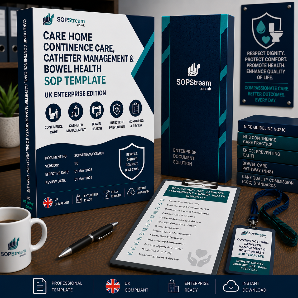 Care Home Continence Care, Catheter Management & Bowel Health SOP template — editable Microsoft Word document