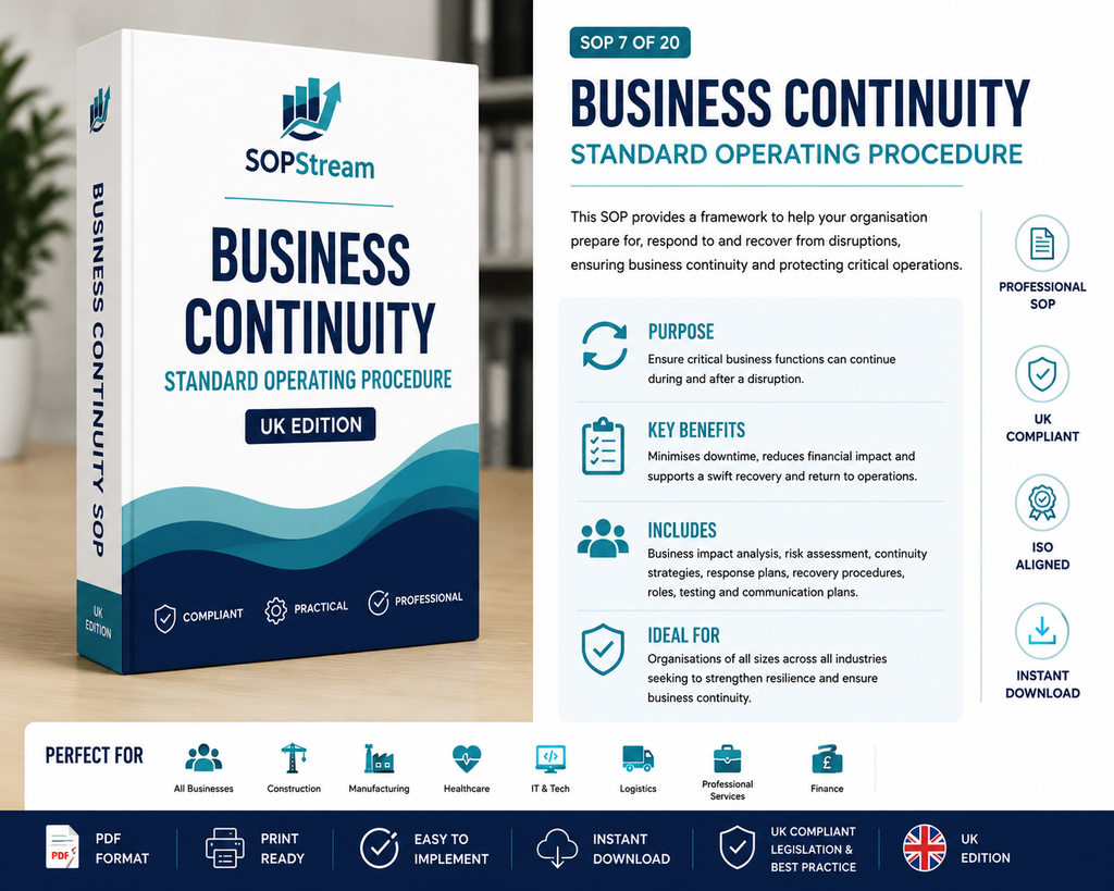 Business Continuity SOP template — editable Microsoft Word document