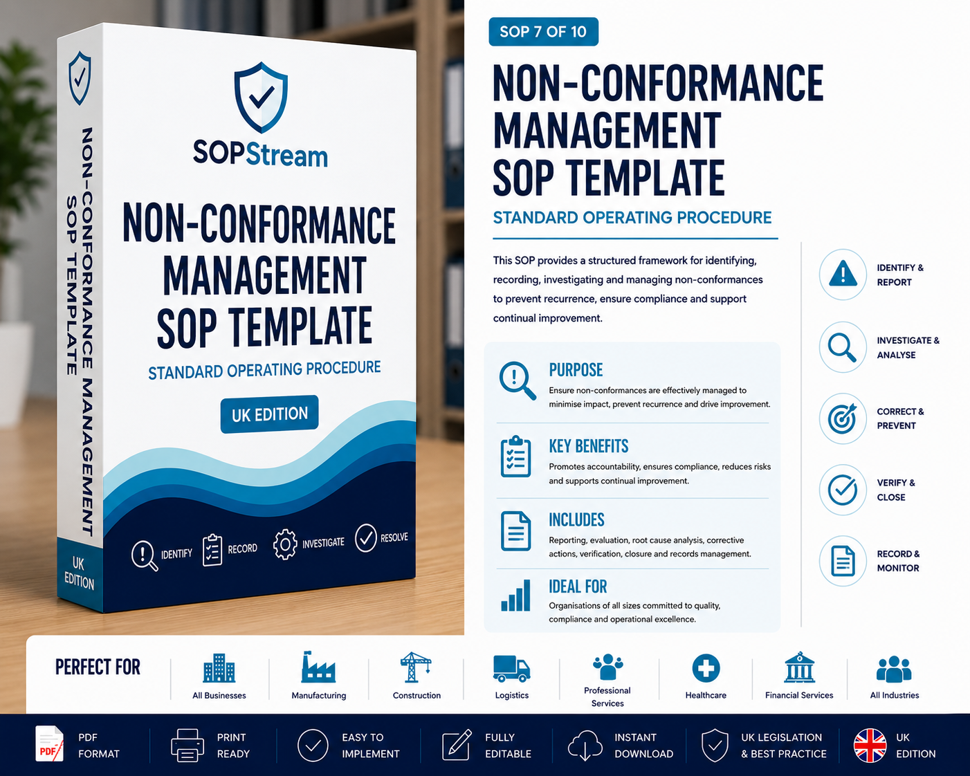 Non-Conformance Management SOP Template | UK Enterprise Edition | Professional PDF Procedure