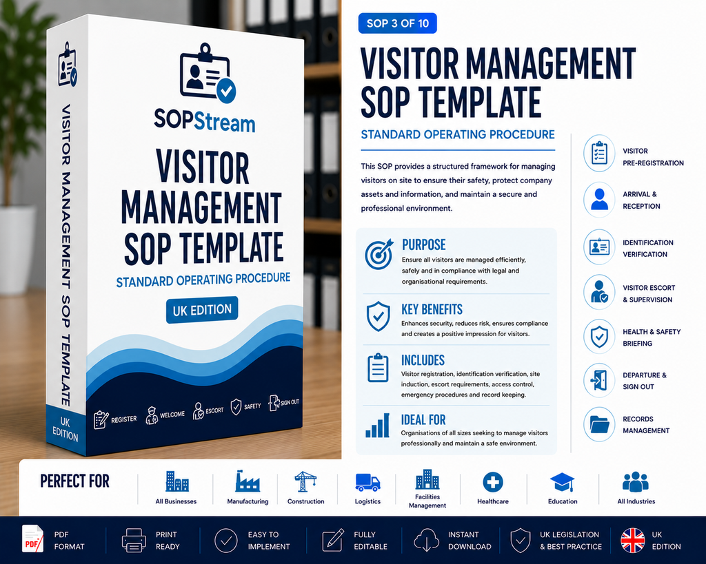 Visitor Management SOP template — editable Microsoft Word document