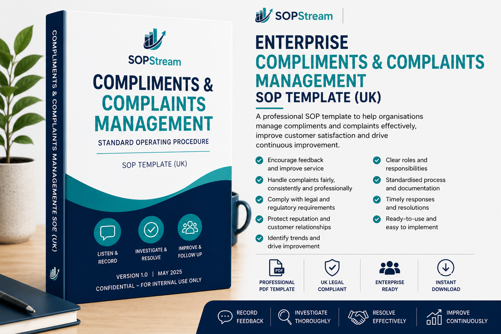 Compliments & Complaints Management SOP template — editable Microsoft Word document