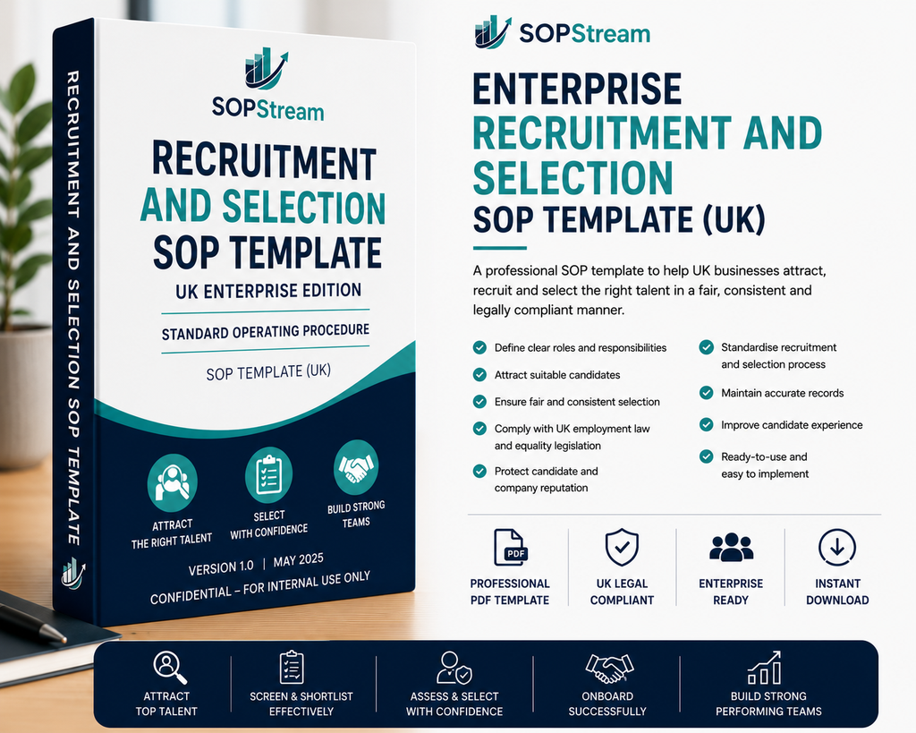 Recruitment & Selection SOP template — editable Microsoft Word document