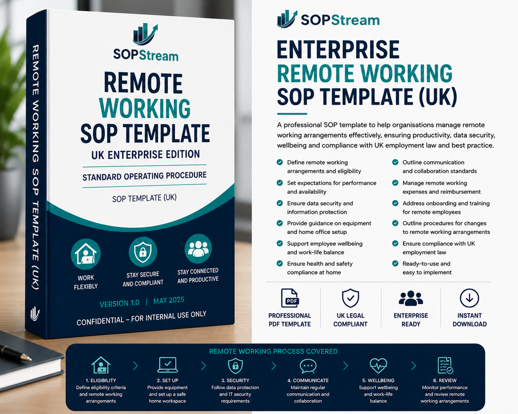 Remote Working SOP template — editable Microsoft Word document