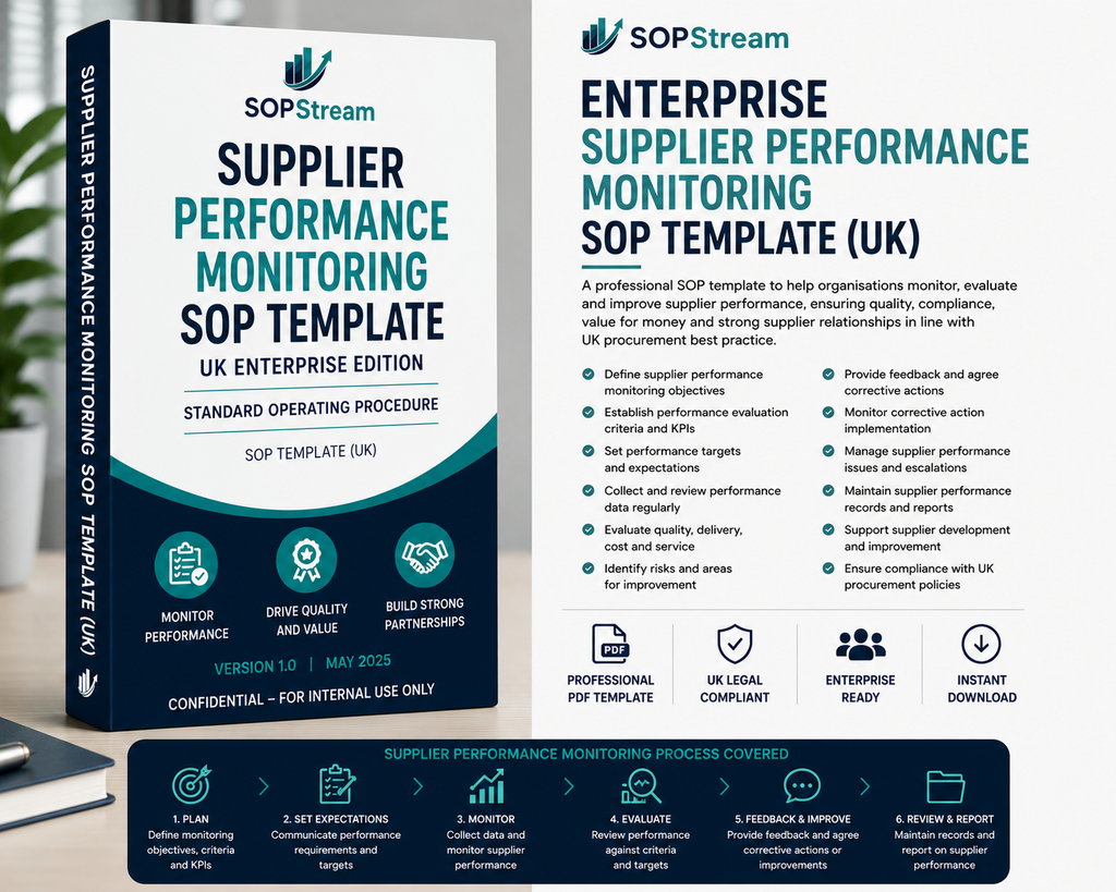 Supplier Performance Monitoring SOP template — editable Microsoft Word document