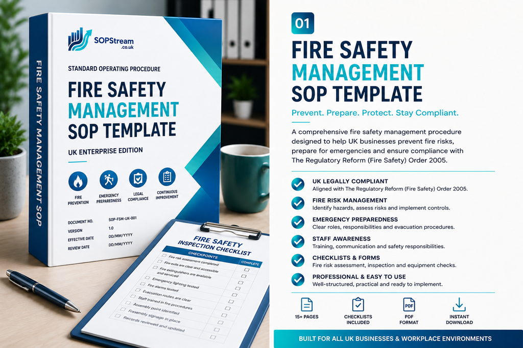 Fire Safety Management SOP template — editable Microsoft Word document