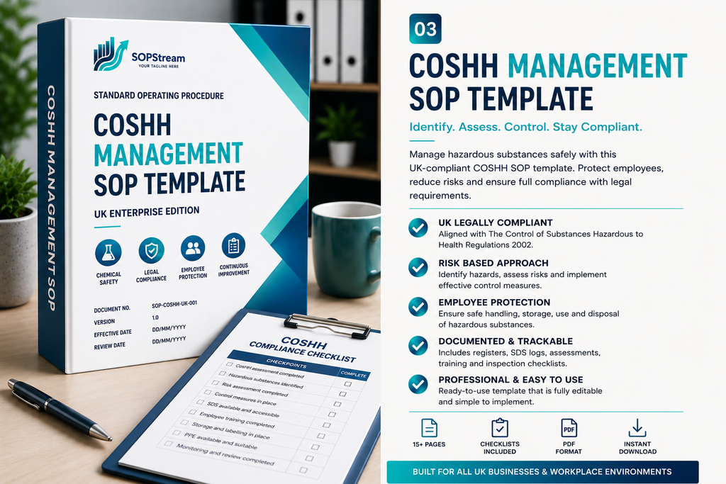 COSHH Management SOP template — editable Microsoft Word document