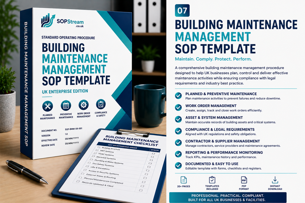 Building Maintenance Management SOP template — editable Microsoft Word document