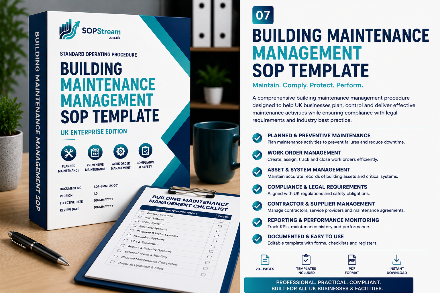 Building Maintenance Management SOP Template | UK Enterprise Edition | Planned Maintenance, Facilities & Asset Control Procedure
