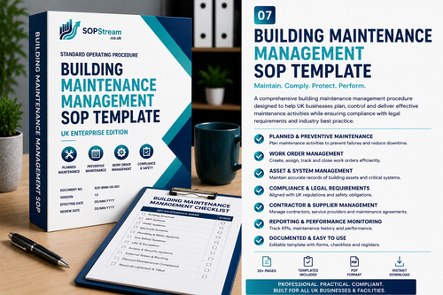 Building Maintenance Management SOP Template | UK Enterprise Edition | Planned Maintenance, Facilities & Asset Control Procedure UK editable SOP template