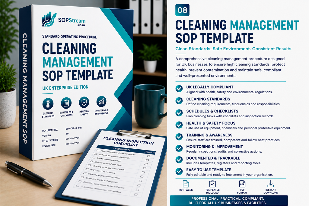 Cleaning Management SOP template — editable Microsoft Word document