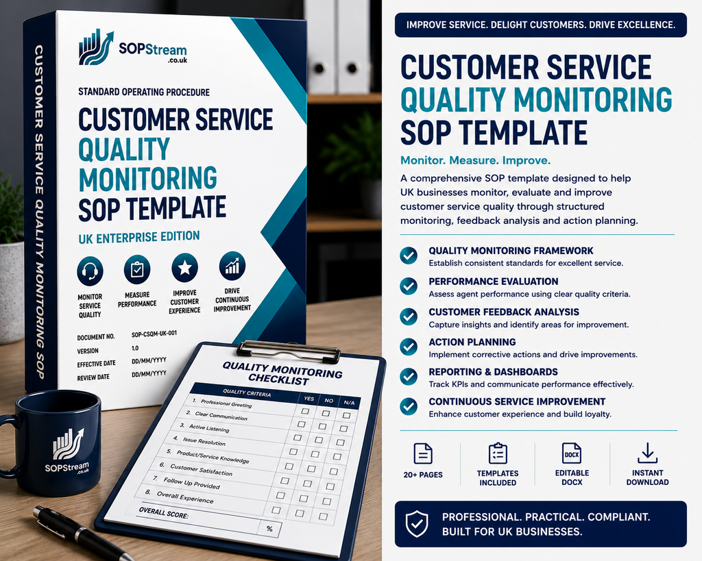 Customer Service Quality Monitoring SOP template — editable Microsoft Word document