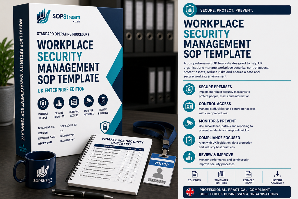 Workplace Security Management SOP template — editable Microsoft Word document