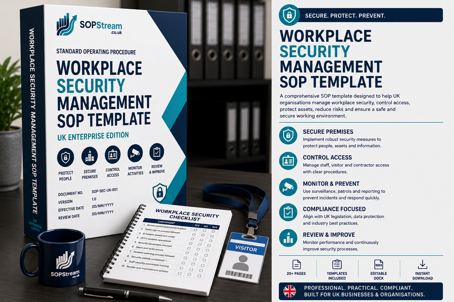 Workplace Security Management SOP Template | UK Enterprise Edition | Access Control, Asset Protection & Security Procedure UK editable SOP template