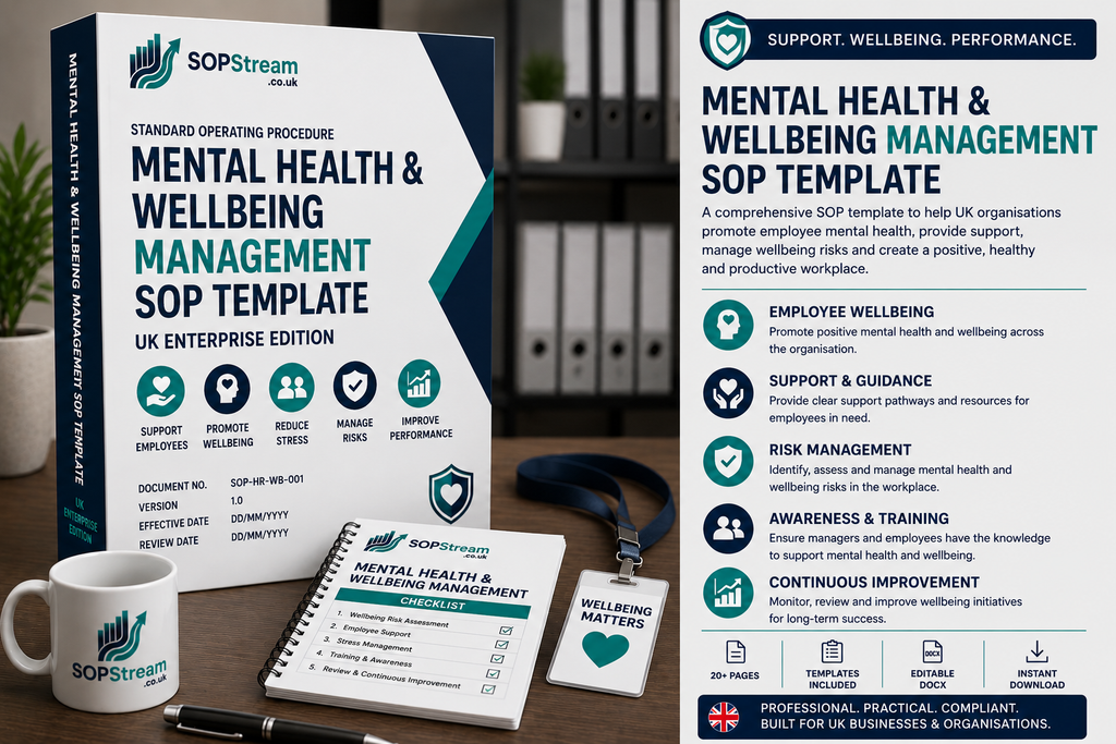 Mental Health & Wellbeing Management SOP template — editable Microsoft Word document