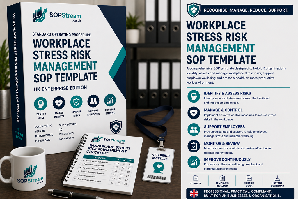 Workplace Stress Risk Management SOP template — editable Microsoft Word document