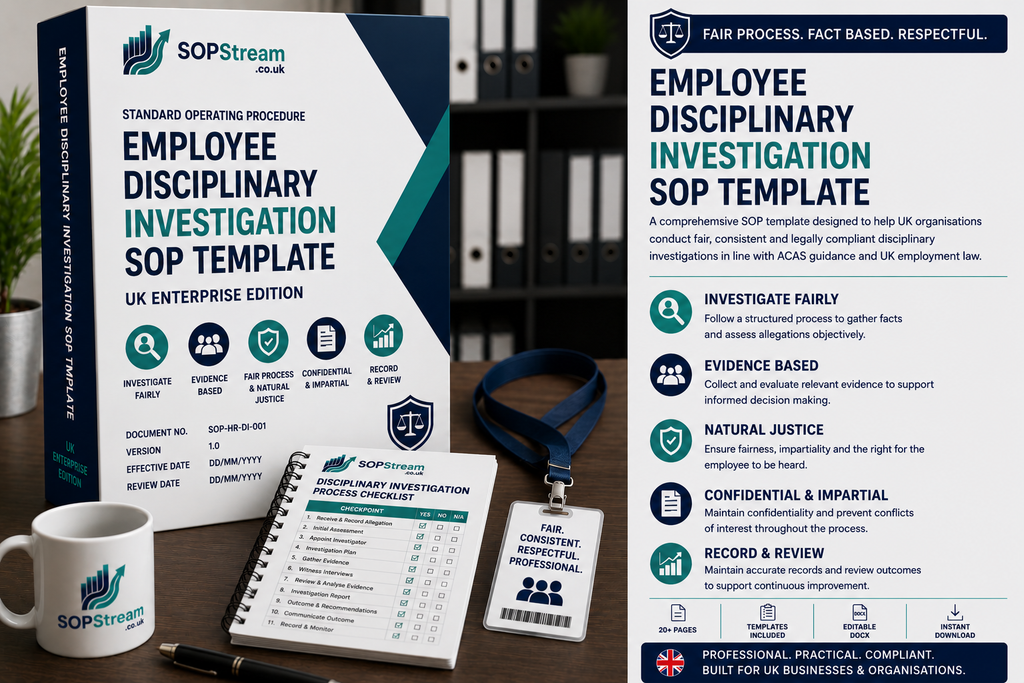 Employee Disciplinary Investigation SOP template — editable Microsoft Word document