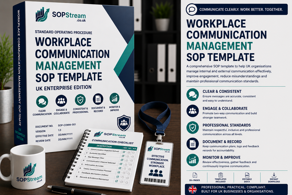 Workplace Communication Management SOP template — editable Microsoft Word document