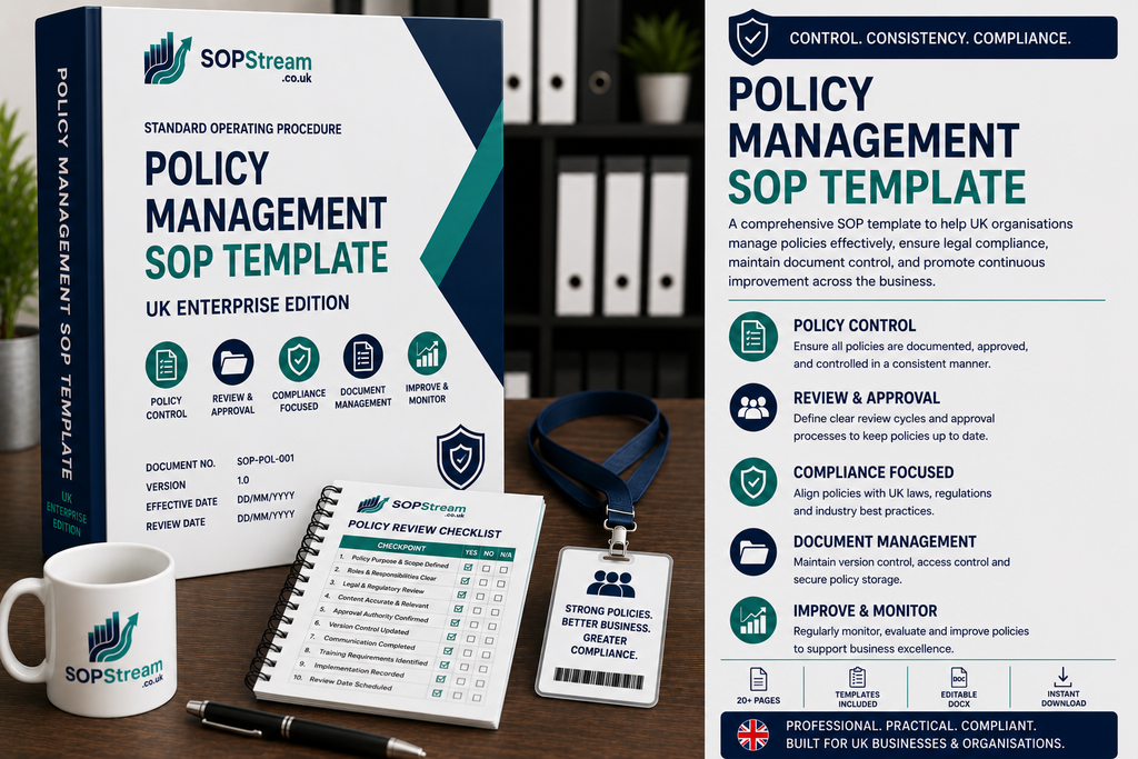 Policy Management SOP template — editable Microsoft Word document