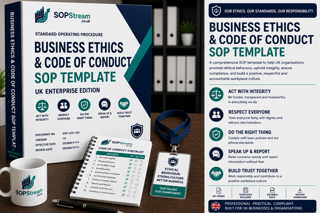 Business Ethics & Code of Conduct SOP template — editable Microsoft Word document