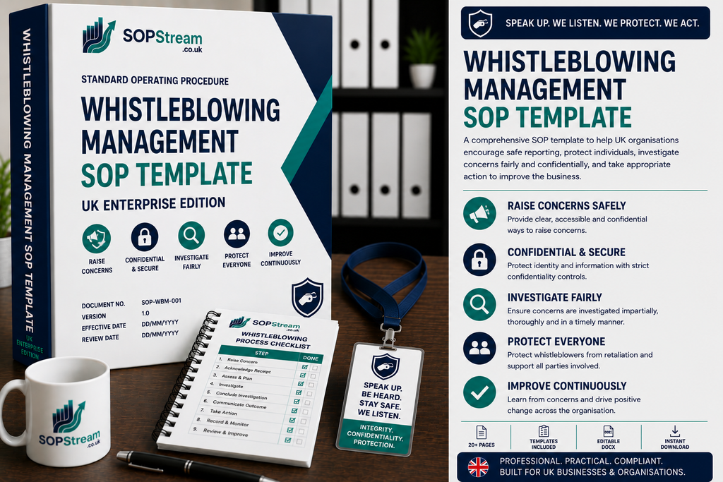 Whistleblowing Management SOP template — editable Microsoft Word document