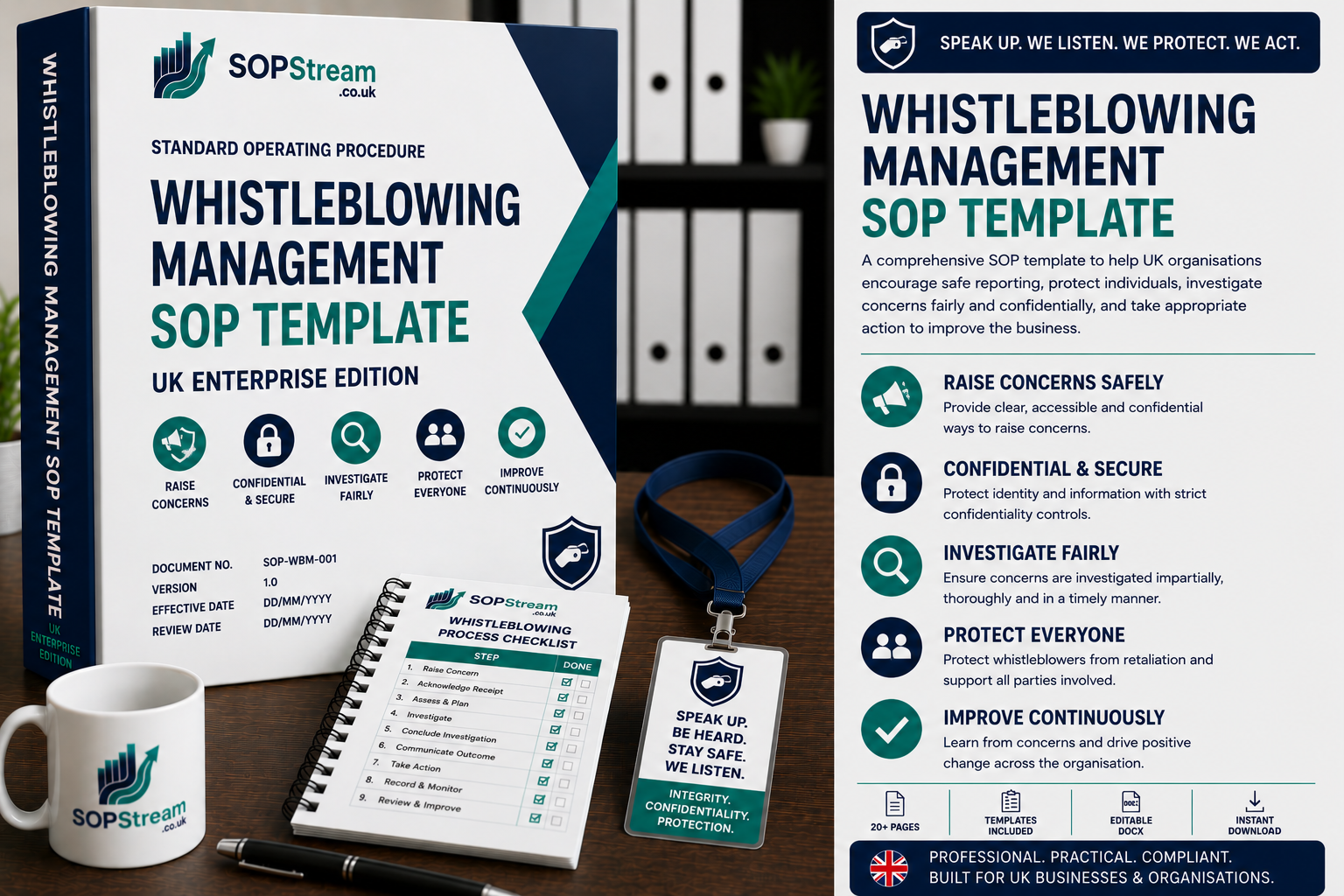 Whistleblowing Management SOP Template | UK Enterprise Edition | Protected Disclosure, Concern Reporting & Investigation Procedure UK editable SOP template