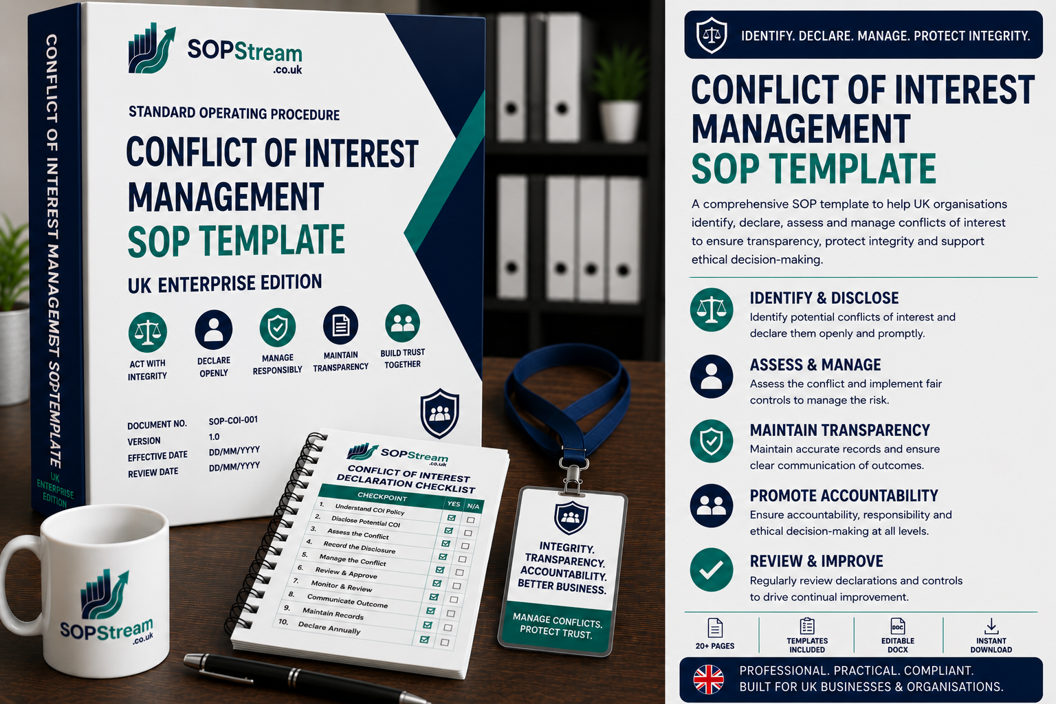 Conflict of Interest Management SOP Template | UK Enterprise Edition | Declaration, Transparency & Governance Control Procedure UK editable SOP template