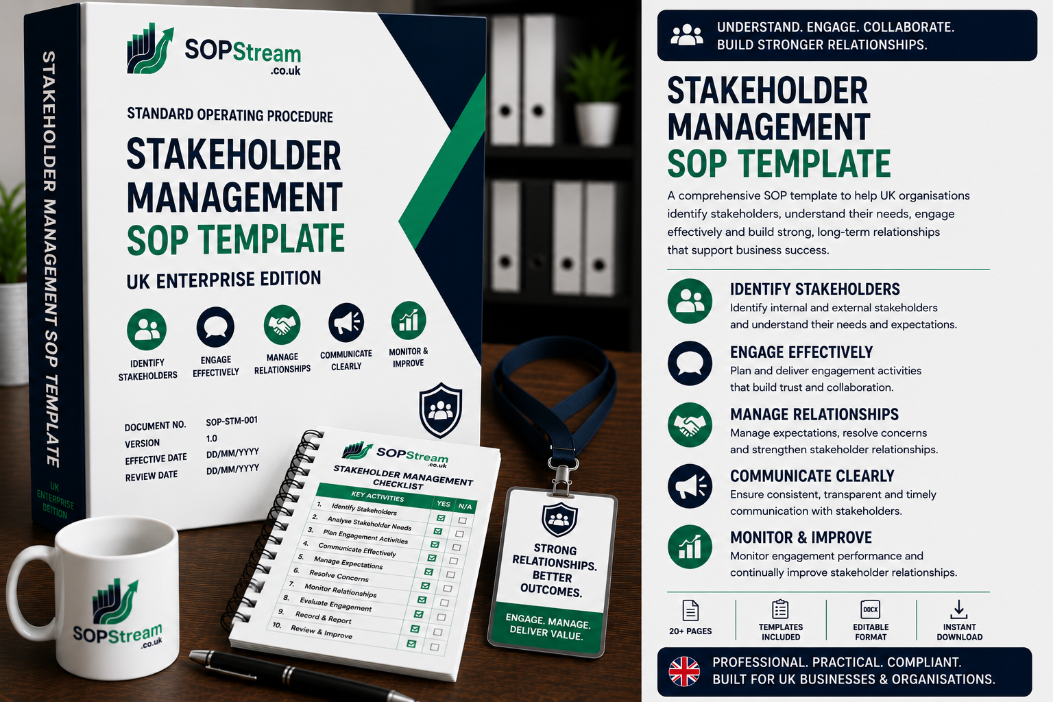 Stakeholder Management SOP Template | UK Enterprise Edition | Engagement, Communication & Relationship Management Procedure UK editable SOP template