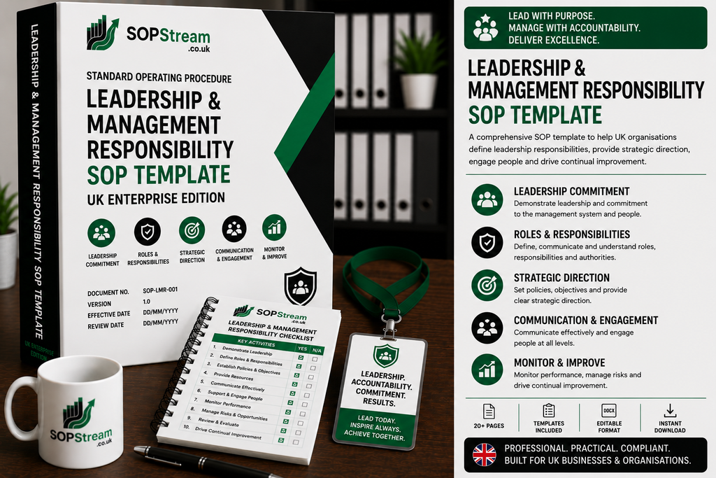 Leadership & Management Responsibility SOP template — editable Microsoft Word document