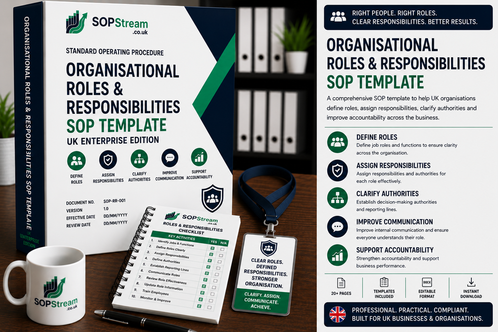 Organisational Roles & Responsibilities SOP template — editable Microsoft Word document