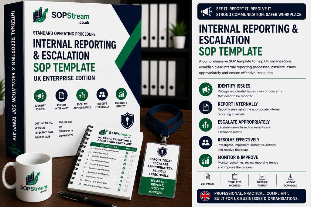 Internal Reporting & Escalation SOP template — editable Microsoft Word document
