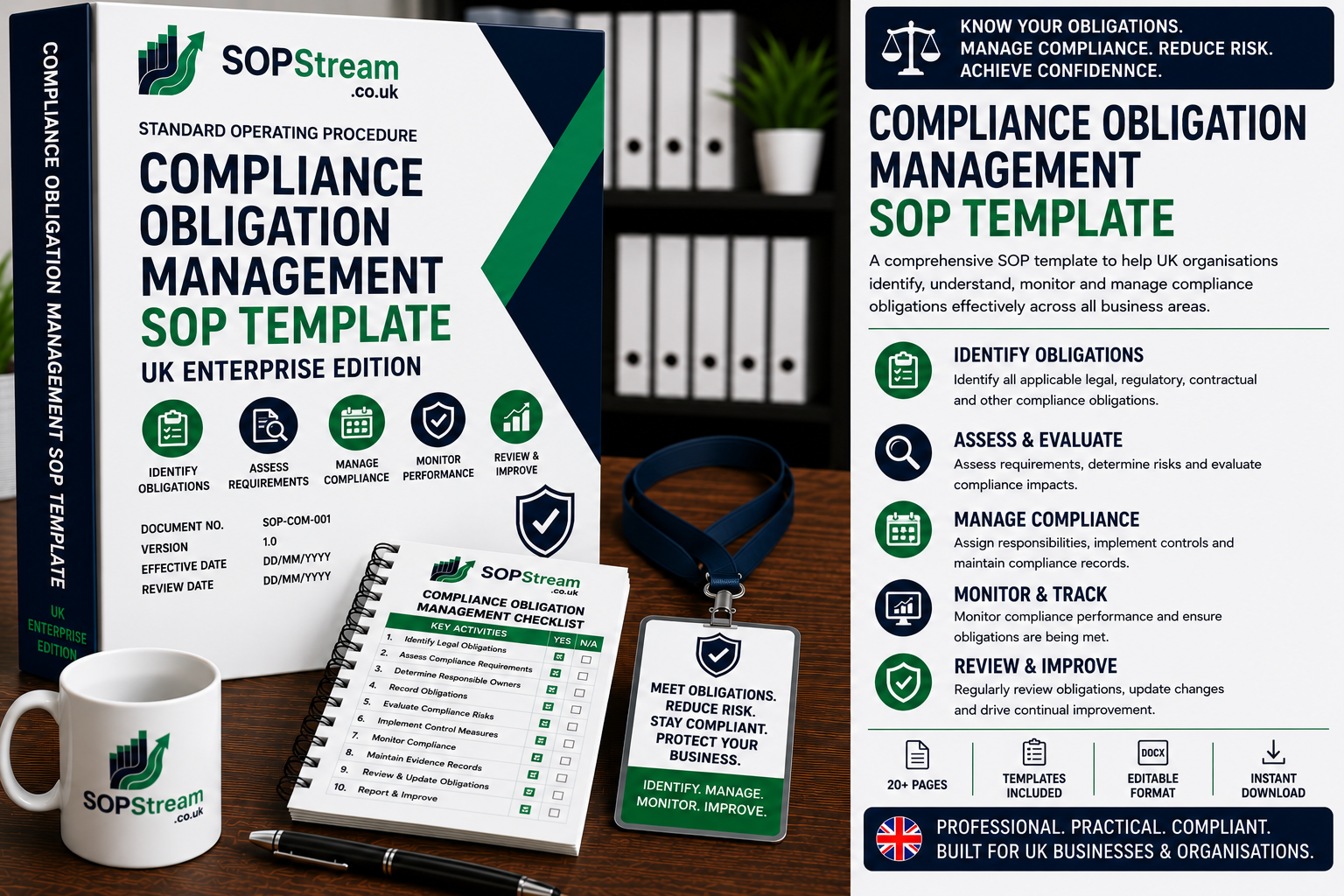 Compliance Obligation Management SOP Template | UK Enterprise Edition | Legal Register, Compliance Monitoring & Governance Procedure UK editable SOP template