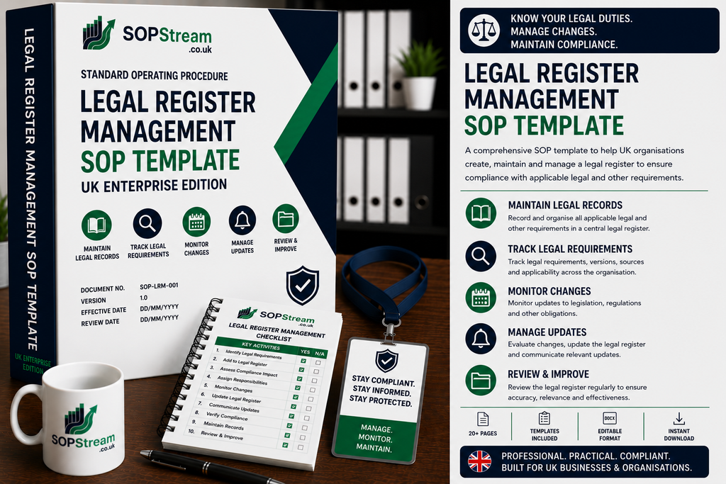 Legal Register Management SOP template — editable Microsoft Word document