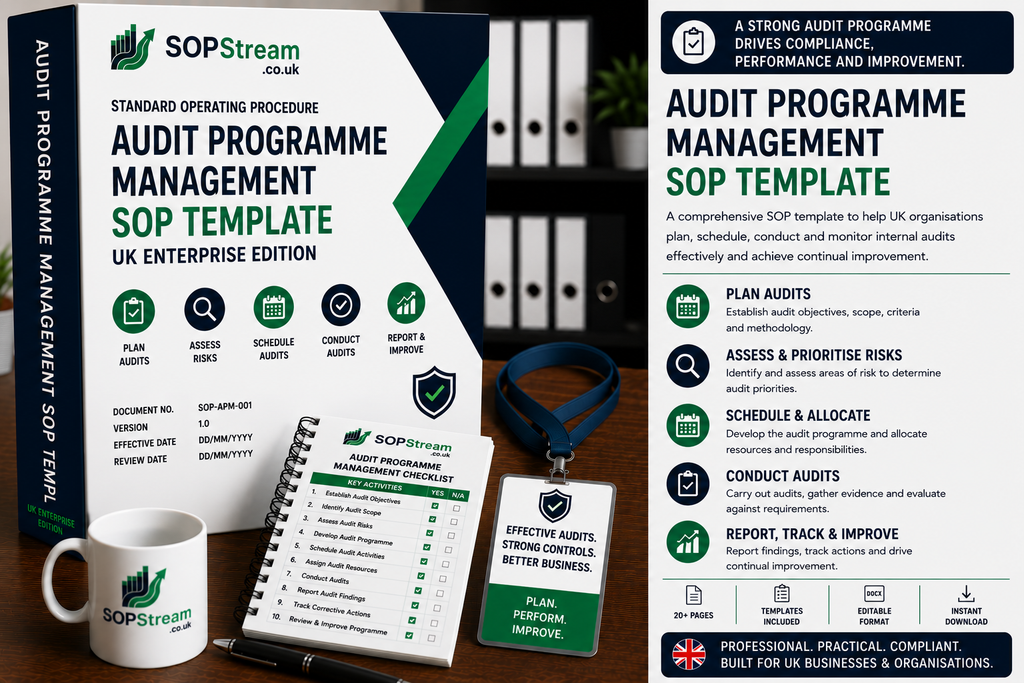 Audit Programme Management SOP template — editable Microsoft Word document