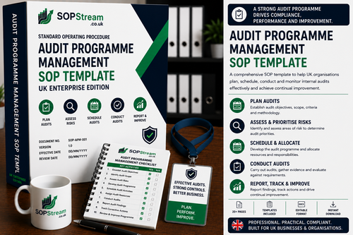 Audit Programme Management SOP Template | UK Enterprise Edition | Audit Planning, Internal Audits & Continuous Improvement Procedure UK editable SOP template