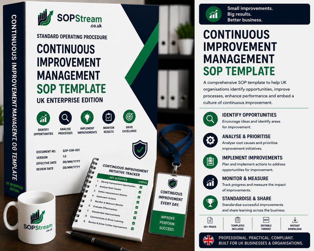 Continuous Improvement Management SOP template — editable Microsoft Word document